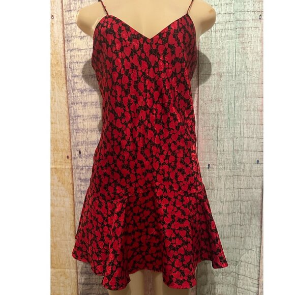 Vintage Y2K Victoria' Secret Gold Label Red Drop Waist Heart Chemise Medium Slip - Picture 2 of 9